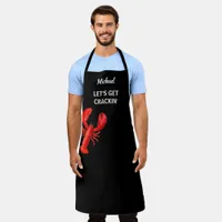 Red lobster crawfish boil party chef cook black apron