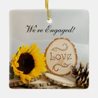 Rustic Sunflower Woodland Engagement Ornament