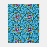 Abstract Floral Fleece Blanket