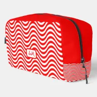 Monogram Red & White Wavy Stripes Psychedelic Dopp Kit