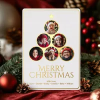 Christmas Tree Modern White Family Photo Foil Holiday Card