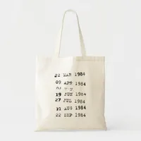 Library Stamps Date Due 1984 Tote Bag