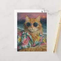 Funny Ginger Kitty in Sunglasses Postcard