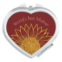 Elegant Sunflower Glitter Floral Mother's Day Compact Mirror