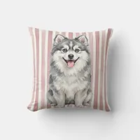 Watercolor Pomsky Dog Pillow Cover Design
