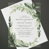 Eucalyptus Leaves Wreath Modern Wedding Acrylic Invitations