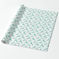 Blue Jumping Deer Christmas Pattern Wrapping Paper