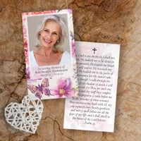 Floral Photo Funeral Memorial Prayer Card