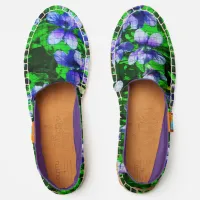 Blue Flower of Wood Violet Mosaic Pattern Espadrilles