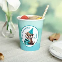 Boy's Birthday Party Otter Themed Personalized Paper Cups