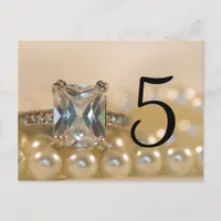 Princess Diamond Ring Pearls Wedding Table Numbers