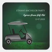 Golf bachelor party - golfing trip - green golf square sticker