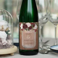 Rustic Floral Mason Jar String Lights Wedding Wine Label