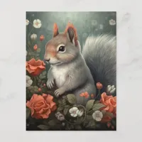 Squirrel and Flowers Postcard