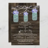 Barnwood mason jars rehearsal dinner invite