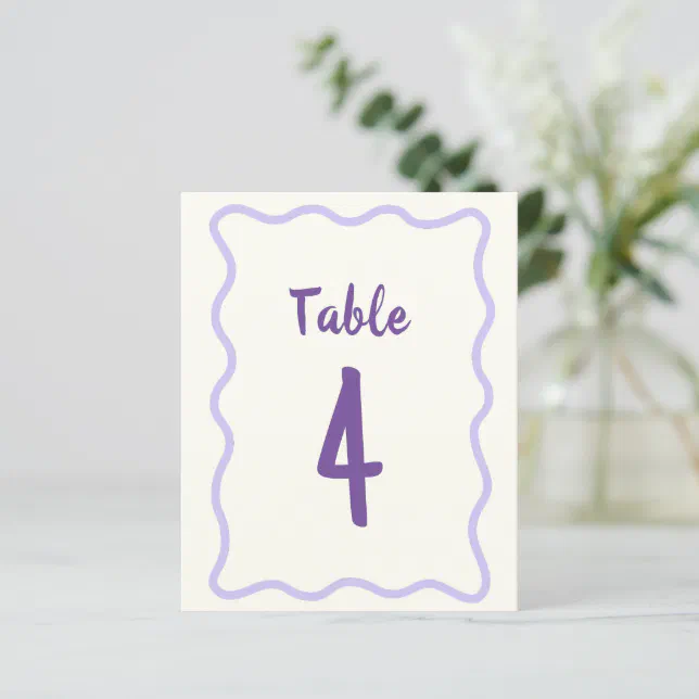 Hand Drawn Bold Purple Bridal Shower Table Number