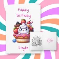 Cupcake Coloring Page Personalized Birthday Card