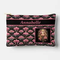 Deco Lady Black and Pink with Flowers  Accessory Pouch