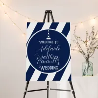 Elegant Nautical Striped Wedding -Navy Blue, White Foam Board