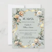 Vow renewal sage green gold floral invitation