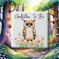 Woodland Owl Godfather To Be Baby Shower Button