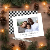 BUDGET Buffalo Plaid Script Merry Christmas Photo