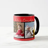 Festive Red Merry Christmas 3 Photos Gallery Mug