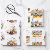 Twelve Days of Christmas Festive Gold Wrapping Paper Sheets