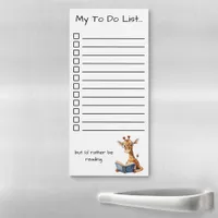 I'd Rather Be Reading To Do List with Cute Giraffe Magnetic Notepad