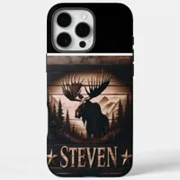 Custom Moose Sign With Mountains iPhone 16 Pro Max Case