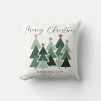 Cute Modern Christmas Trees Holiday Throw Pillow