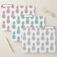 Glitter Teal Blush Pink Silver Pineapple Pattern File Folder