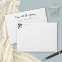 Newlyweds 1st Christmas Photo Name Return Address Envelope