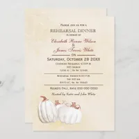 white pumpkins Fall rehearsal dinner invitation