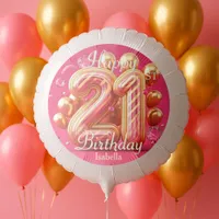 Pink and Gold Glimmering Gems 21st Birthday Balloon