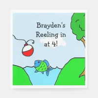 Personalized Fishing Themed Boy's Birthday Party Napkins