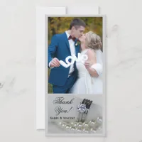 Diamond Rings and White Pearls Wedding Thank You