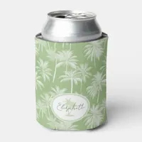 Hawaiian Palm Tree Silhouette Pattern Green ID1093 Can Cooler