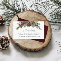 Watercolor Christmas Botanical Wedding Website Enclosure Card