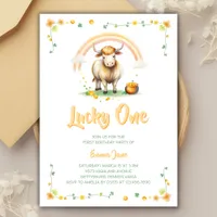 Rainbow St Patricks Day Lucky One 1st Birthday Invitation