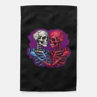 American Traditional Skeleton Holding Hands Tattoo Garden Flag