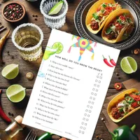 Mexican Fiesta Taco Bridal Shower Game Invitation