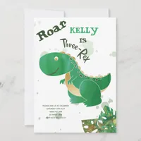 Roar, Three-Rex Cute Dinosaur Invitation