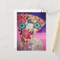 A Pizza Face Funny Mixed Media Collage Postcard
