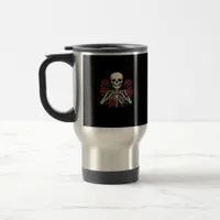 Skeleton Heart Hands With Red Roses – Romantic Got Travel Mug