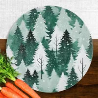 Winter Forest Snow Watercolor Evergreen Trees Cutting Board