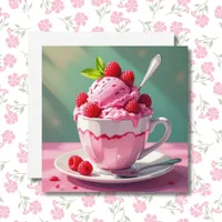 Raspberry Ice Cream Blank Card