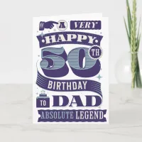 50th Birthday Dad Retro Hipster Typography Legend Card