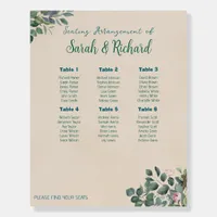 Blush Sage Floral Wedding Seating Chart Foam Board
