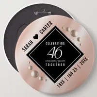 Elegant 46th Pearl Wedding Anniversary Celebration Button